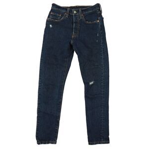 Levi's Premium 501S‎ Button Fly Blue Dark Wash Skinny Jeans size 24x26